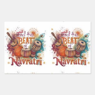 Sticker Rectangulaire Festive Beats - Colorful Navratri Celebration Desi