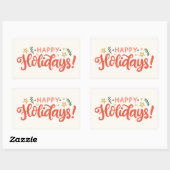 Sticker Rectangulaire Festive Happy Holidays Design (Feuille)