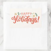 Sticker Rectangulaire Festive Happy Holidays Design (Sac)