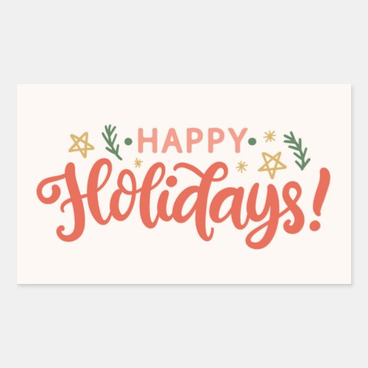 Sticker Rectangulaire Festive Happy Holidays Design (Devant)