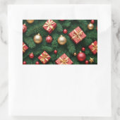 Sticker Rectangulaire "Festive Joy — Red & Gold Christmas Magic" (Sac)