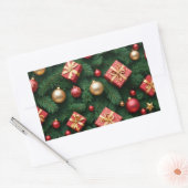 Sticker Rectangulaire "Festive Joy — Red & Gold Christmas Magic" (Enveloppe)