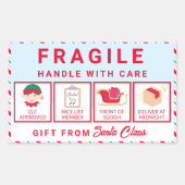 Sticker Rectangulaire Festive Stripe Père Noël Atelier Fragile (Devant)