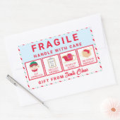 Sticker Rectangulaire Festive Stripe Père Noël Atelier Fragile (Enveloppe)