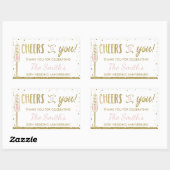 Sticker Rectangulaire Fête Anniversaire Bouteille, Parties scintillant F (Feuille)