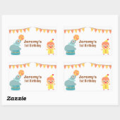 Sticker Rectangulaire Fête Anniversaire de enfant - Clown cirque et lion (Feuille)