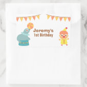Sticker Rectangulaire Fête Anniversaire de enfant - Clown cirque et lion (Sac)
