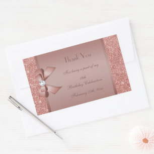 Sticker Rectangulaire Fête d'anniversaire avec un arc en or rose clinqua