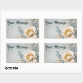 Sticker Rectangulaire Fête d'anniversaire bleu floral élégant (Feuille)