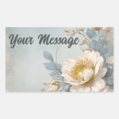 Sticker Rectangulaire Fête d'anniversaire bleu floral élégant (Devant)