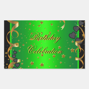 Sticker Rectangulaire Fête d'anniversaire Célébration Vert Citron