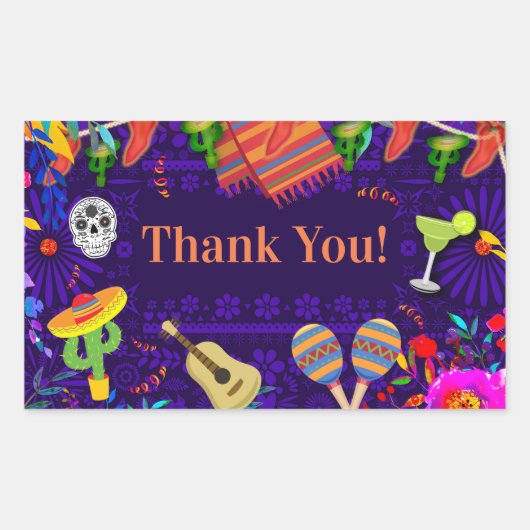 Sticker Rectangulaire Fête d'anniversaire de la fête Cinco De Mayo (Devant)