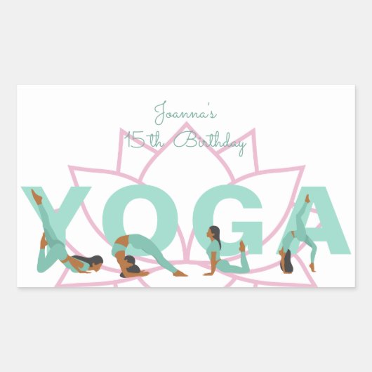 Sticker Rectangulaire Fête d'anniversaire de Yoga (Devant)