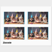 Sticker Rectangulaire Fête d'anniversaire des chiens (Feuille)