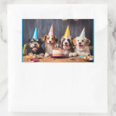 Sticker Rectangulaire Fête d'anniversaire des chiens (Sac)