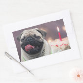 Sticker Rectangulaire Fête d'anniversaire drôle de carlin (Enveloppe)