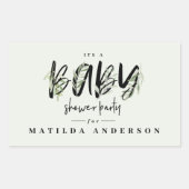 Sticker Rectangulaire Fête de baby shower de branche d'olivier d'aquarel (Devant)