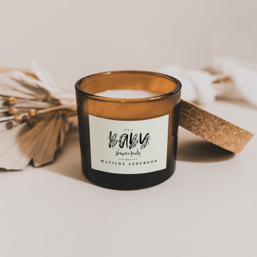 Sticker Rectangulaire Fête de baby shower de branche d'olivier d'aquarel