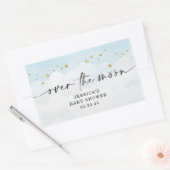 Sticker Rectangulaire Fête de Bébé Garçon Lune Bleue (Enveloppe)