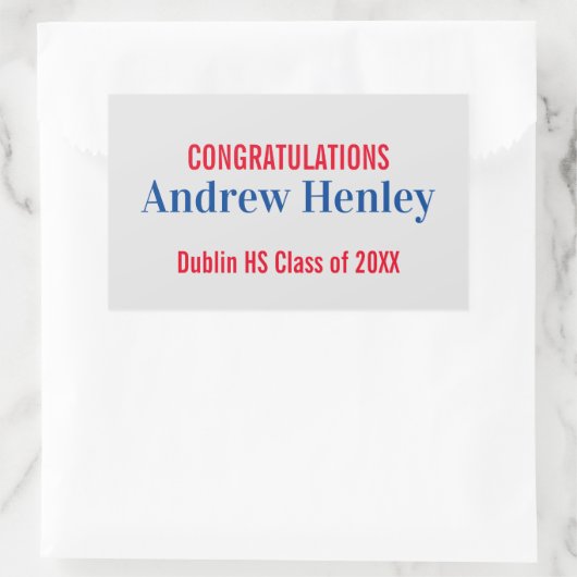 Sticker Rectangulaire Fête de graduation de texte simple Favoriser (Sac)