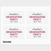 Sticker Rectangulaire Fête de graduation rose moderne Stripes (Feuille)