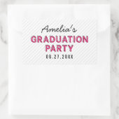 Sticker Rectangulaire Fête de graduation rose moderne Stripes (Sac)