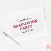 Sticker Rectangulaire Fête de graduation rose moderne Stripes (Enveloppe)