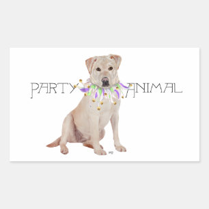 Sticker Rectangulaire Fête de Labrador Retriever Jaune