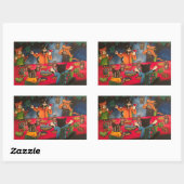 Sticker Rectangulaire Fête de nuit Famille Chats (Feuille)