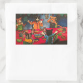 Sticker Rectangulaire Fête de nuit Famille Chats (Sac)