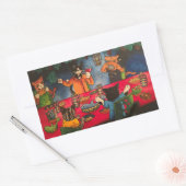 Sticker Rectangulaire Fête de nuit Famille Chats (Enveloppe)