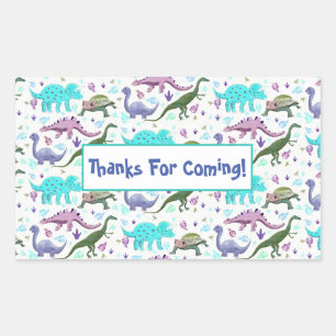 Sticker Rectangulaire Fête de remerciement de dinosaures colorés à gogo