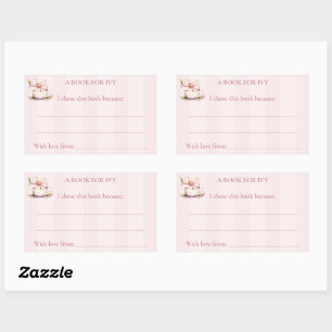 Sticker Rectangulaire Fête de thé rose Baby Shower