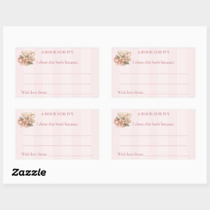 Sticker Rectangulaire Fête de thé rose Baby Shower