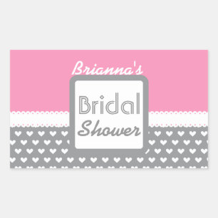 Sticker Rectangulaire Fête des mariées à thème rose et gris Polka B01