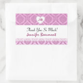 Sticker Rectangulaire Fête des mariées Merci rose Damas V16 (Sac)