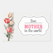 Sticker Rectangulaire Fête des mères maman aquarelle dessin fille. (Devant)