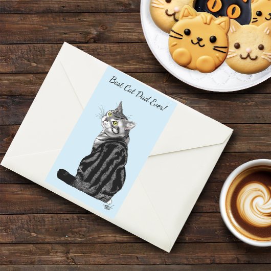 Sticker Rectangulaire Fête des pères Tabby Argent