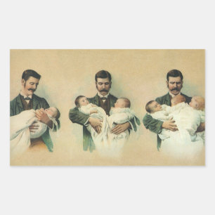 Sticker Rectangulaire Fête des Pères vintage victorien, c'est des triplé