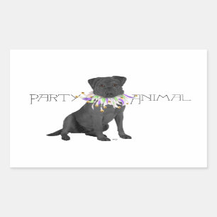 Sticker Rectangulaire Fête des Retrievers Labrador Noirs