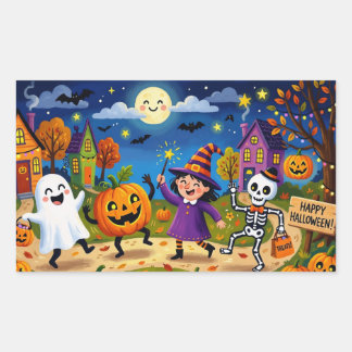 Sticker Rectangulaire Fête d'Halloween - Illustration Mignonne & Enfants