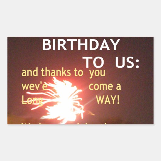 Sticker Rectangulaire Fête Fireworks avec message Merci (Devant)