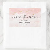 Sticker Rectangulaire Fête Prénatale Fille Rose Au-Dessus De La Lune (Sac)