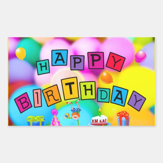 Sticker Rectangulaire Fêter un joyeux anniversaire (Devant)