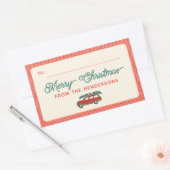 Sticker Rectangulaire Fêtes personnalisées Retro Red Wagon Noël (Enveloppe)