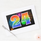 Sticker Rectangulaire Feu d'artifice amusant + motif arc-en-ciel "24" Nu (Enveloppe)
