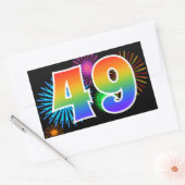 Sticker Rectangulaire Feu d'artifice amusant + motif arc-en-ciel Numéro  (Enveloppe)