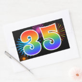 Sticker Rectangulaire Feu d'artifice amusant + motif arc-en-ciel Numéro (Enveloppe)