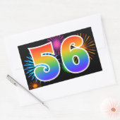 Sticker Rectangulaire Feu d'artifice amusant + motif arc-en-ciel Numéro (Enveloppe)