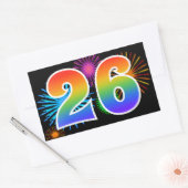 Sticker Rectangulaire Feu d'artifice amusant + motif arc-en-ciel Numéro (Enveloppe)